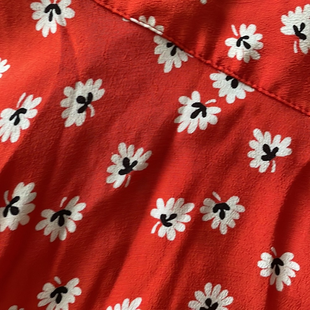 Ganni Silvery Crepe Wrap Red Floral Viscose Blouse Top - Picture 8 of 12